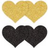 Nálepky na bradavky srdcia čierna a zlatá 4 ks