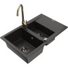 Mexen Gaspar granitový drez 1,5-komorový s odkvapkávačom a kuchynskou batériou Telma, čierny/zlatý - 6507-75-670200-50-B Mexen Gaspar granitový drez 1,5-komorový s odkvapkávačom a kuchynskou batériou Telma, čierny/zlatý - 6507-75-670200-50-B