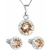 Evolution Group sada šperkov s krištálmi Swarovski náušnice retiazka a prívesok hnedé oranžové okrúhle 39352.3 light colorado topaz
