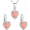 Súprava šperkov so syntetickým opálom a krištáľmi Preciosa náušnice a prívesok oranžové srdce 39161.1 Coral s. Opal Súprava šperkov so syntetickým opálom a krištáľmi Preciosa náušnice a prívesok oranžové srdce 39161.1 Coral s. Opal