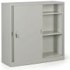 Kovová skriňa s posuvnými dverami, 2 police, 1200 x 1200 x 450 mm, svetlo sivá Kovová skriňa s posuvnými dverami, 2 police, 1200 x 1200 x 450 mm, svetlo sivá
