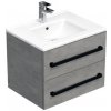 Kúpeľňová skrinka s čiernou úchytkou a umývadlom SAT Cube Way 60x53x46 cm betón mat CUBE46C602BEMOD Kúpeľňová skrinka s čiernou úchytkou a umývadlom SAT Cube Way 60x53x46 cm betón mat CUBE46C602BEMOD