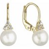 Zlaté 14 karátové náušnice žlté zlato s bielou riečnou perlou a zirkónmi 91PZ00024 Zlaté 14 karátové náušnice žlté zlato s bielou riečnou perlou a zirkónmi 91PZ00024