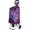 Nákupná taška na kolieskach METRO ST-01F - modrá/ružový list