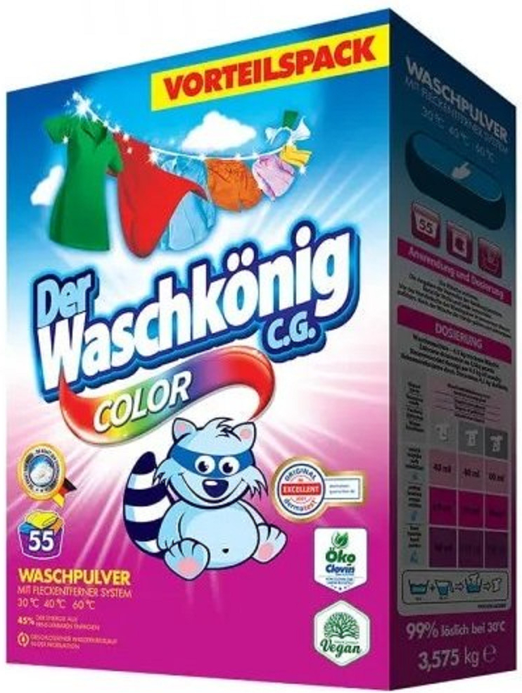 WaschKönig Color prací prášek na praní barevného prádla 55 PD 3,575 kg