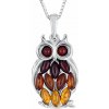 Eppi Strieborný jantárový prívesok v tvare sovy Hibou P48481 Eppi Strieborný jantárový prívesok v tvare sovy Hibou P48481