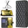 Peňaženkové kožené puzdro Diamond Lattice na Oppo Reno 7 5G - Čierna Peňaženkové kožené puzdro Diamond Lattice na Oppo Reno 7 5G - Čierna