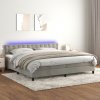 Box spring postel s matrací a LED světle šedá 200x200 cm samet Šedá 3134663 Box spring postel s matrací a LED světle šedá 200x200 cm samet Šedá 3134663