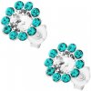 Šperky eshop - Strieborné 925 náušnice, kvietok z čírych a tyrkysových krištáľov Preciosa I34.02 Šperky eshop - Strieborné 925 náušnice, kvietok z čírych a tyrkysových krištáľov Preciosa I34.02