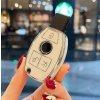 LUXURY kryt na kľúč pre vozidlá MERCEDES BENZ biela lesklá/Chróm LUXURY kryt na kľúč pre vozidlá MERCEDES BENZ biela lesklá/Chróm