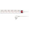Solight predlžovací prívod, 6 zásuviek, biely, vypínač, 1,5m PP70 Solight predlžovací prívod, 6 zásuviek, biely, vypínač, 1,5m PP70