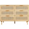 Ratanová komoda 110x40x75,5 cm so 6 zásuvkami vo farbe dreva ako nočný stolík Ratanová komoda 110x40x75,5 cm so 6 zásuvkami vo farbe dreva ako nočný stolík