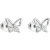 Strieborné náušnice pecka so zirkónom biely motýľ 11036.1 Strieborné náušnice pecka so zirkónom biely motýľ 11036.1