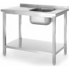 Drezový stôl s policou, priskrutkovaný, HENDI, Kitchen Line, Nerezový stôl s drezom na pravej strane, 800x600x(H)850mm Drezový stôl s policou, priskrutkovaný, HENDI, Kitchen Line, Nerezový stôl s drezom na pravej strane, 800x600x(H)850mm