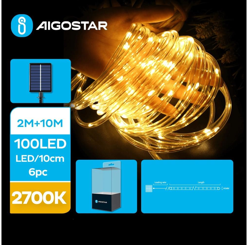 Aigostar LED Solárna vianočná reťaz 100xLED 8 funkcií 12m IP65 teplá biela AI0441
