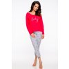 Dámske pyžamo Lucky M Červená / šedá Dlhé Dámske pyžamo Lucky M Červená / šedá Dlhé