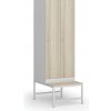 Šatníková skrinka S1 s lavičkou, 2 oddiely, 1875 x 600 x 500/800 mm, cylindrický zámok, laminované dvere, dub prírodný Šatníková skrinka S1 s lavičkou, 2 oddiely, 1875 x 600 x 500/800 mm, cylindrický zámok, laminované dvere, dub prírodný