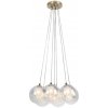 RABALUX Závesná lampa Rosehip – 7× G9 – champagne rám s farebnými sklenenými guľami RABALUX Závesná lampa Rosehip – 7× G9 – champagne rám s farebnými sklenenými guľami