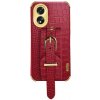 Kožený kryt Crocodile Strap na Oppo A38 - Červená Kožený kryt Crocodile Strap na Oppo A38 - Červená