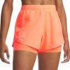 Under Armour dámske kraťasy UA Fly By 2-in-1 Shorts oranžová Under Armour dámske kraťasy UA Fly By 2-in-1 Shorts oranžová