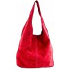 MADE IN ITALY Kožená kabelka v úprave semiš 804A červená Červená MADE IN ITALY Kožená kabelka v úprave semiš 804A červená Červená
