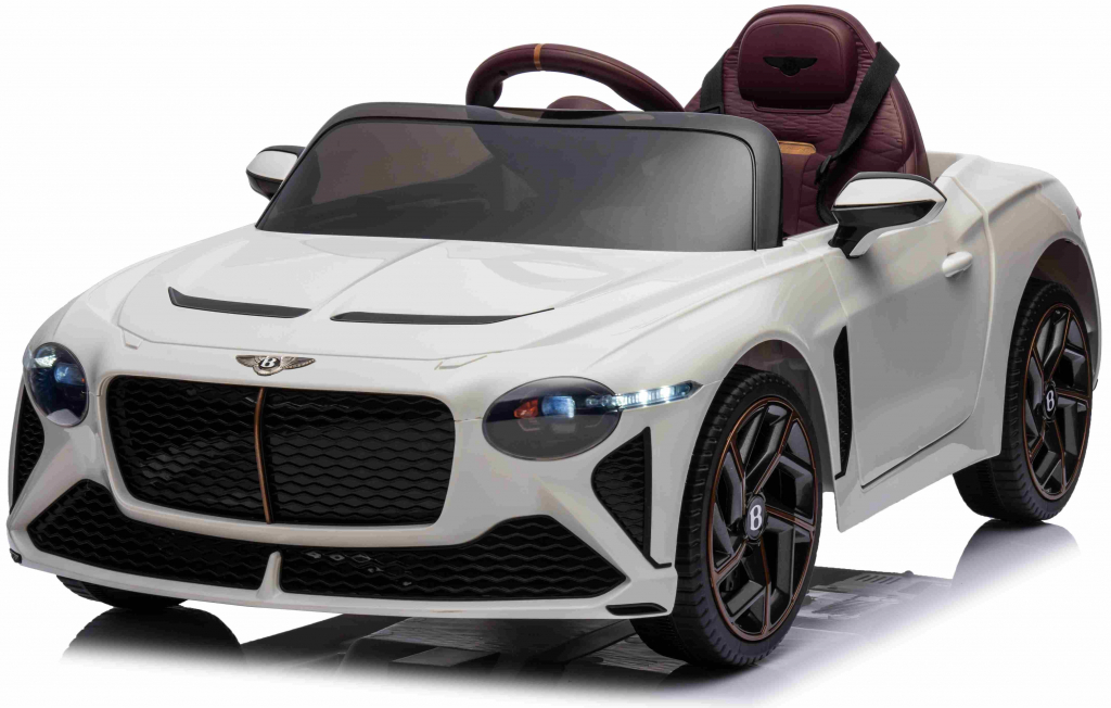 JOKO Elektrické autíčko Bentley Bacalar penové kolesá kožené sedadlo biele
