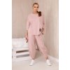 Fashionweek talianska súprava nohavíc a blúzky voľný pohodlný štýl K6171 špinavě růžová