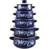TIDAL Smaltované hrnce KVIETKY, 1/1,5/2/3/4L, 10ks, modré, TD-9973 TIDAL Smaltované hrnce KVIETKY, 1/1,5/2/3/4L, 10ks, modré, TD-9973