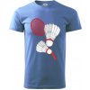 Bedminton - pálka a košík - Klasické pánske tričko vyššej gramáže - 3XL ( Svetlomodrá ) Bedminton - pálka a košík - Klasické pánske tričko vyššej gramáže - 3XL ( Svetlomodrá )