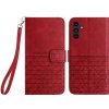 Peňaženkové kožené puzdro Rhombic Texture na Samsung Galaxy A25 5G - Červená Peňaženkové kožené puzdro Rhombic Texture na Samsung Galaxy A25 5G - Červená