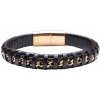 Nefertitis Pánsky čierny kožený náramok Curb - spona farba zlata NF35747 - obvod cca 21 cm Nefertitis Pánsky čierny kožený náramok Curb - spona farba zlata NF35747 - obvod cca 21 cm