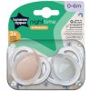 Tommee Tippee Cumlík symetrický silikón Night 0-6m 2 ks, Růž./Modrá Tommee Tippee Cumlík symetrický silikón Night 0-6m 2 ks, Růž./Modrá