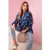 Fashionweek košeľová lanová blúzka kvetinová potlač K22069 jeans