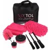 Sixtol Car Detailing Pink Multifunkční sada nástrojů pro čištění a mytí auta 9 ks