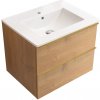 CERANO - Kúpeľňová skrinka pod umývadlo s úchytkou Velora + keramické umývadlo Todo - dub medový, zlatá úchytka - 69x53x46 cm CERANO - Kúpeľňová skrinka pod umývadlo s úchytkou Velora + keramické umývadlo Todo - dub medový, zlatá úchytka - 69x53x46 cm