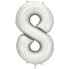 PartyDeco Balón Číslo 8 strieborný saténový 86 cm PartyDeco Balón Číslo 8 strieborný saténový 86 cm