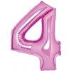 Amscan Fóliový balón číslo 4 svetlo ružový 66cm Amscan Fóliový balón číslo 4 svetlo ružový 66cm