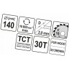 Yato Kotouč na dřevo 140 x 16 mm 30z YT-6053