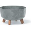 Plastový oválny kvetináč Gracia Low Beton Effect v sivej farbe na drevených nožičkách 28,5 cm 39255 Plastový oválny kvetináč Gracia Low Beton Effect v sivej farbe na drevených nožičkách 28,5 cm 39255