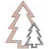 VEYRA | Sada drevených vianočných ozdôb – stromčeky so strieborným trblietavým efektom | 12 ks VEYRA | Sada drevených vianočných ozdôb – stromčeky so strieborným trblietavým efektom | 12 ks