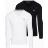 Ombre Set of men's SLIM FIT longsleeves with V neckline and logo 2-pack čierna | biela S Ombre 5902228295334 Ombre Set of men's SLIM FIT longsleeves with V neckline and logo 2-pack čierna | biela S Ombre 5902228295334