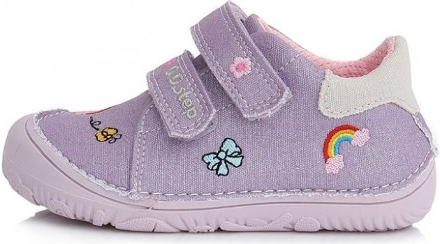 D.D.Step detské dievčenské plátené topánky Barefoot C073-329A mauve