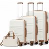 Kono sada 3 kufrov s horizontálnym dizajnom a cestovnej tašky - béžovo-hnedá - 20L/44L/66L/96L Kono sada 3 kufrov s horizontálnym dizajnom a cestovnej tašky - béžovo-hnedá - 20L/44L/66L/96L