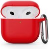 AppleMix Puzdro pre Apple AirPods 4 + karabína - silikónové - červené AppleMix Puzdro pre Apple AirPods 4 + karabína - silikónové - červené