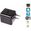 AC/DC adaptér USB s FULL HD kamerou + WiFi + nočné videnie + 128GB micro SD podpora AC/DC adaptér USB s FULL HD kamerou + WiFi + nočné videnie + 128GB micro SD podpora
