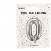 PartyDeco Fóliový balón Mini Číslo 0 strieborný 35cm PartyDeco Fóliový balón Mini Číslo 0 strieborný 35cm