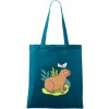 Kapybara a vtáčik - Taška bavlnená - 42 x 38 cm ( Petrolejová ) Kapybara a vtáčik - Taška bavlnená - 42 x 38 cm ( Petrolejová )