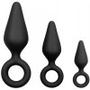 Easytoys Black Buttplugs with Pull Ring Set Easytoys Black Buttplugs with Pull Ring Set