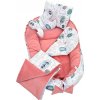 Obojstranné hniezdočko / kokon Velvet 5v1 biele s ružovou - Ježko Obojstranné hniezdočko / kokon Velvet 5v1 biele s ružovou - Ježko