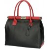 Mondo Italia Kožená kabelka do ruky 501 čierna+ červená Made in Italy Čierna Mondo Italia Kožená kabelka do ruky 501 čierna+ červená Made in Italy Čierna